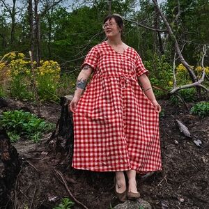 Tradlands Red Checkered Maxi Dress